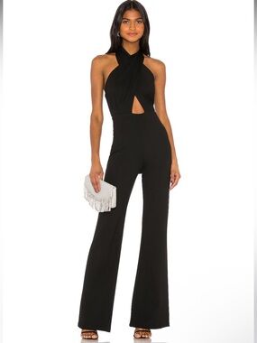 Amanda Uprichard Zahara Black Halter Jumpsuit NWT